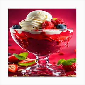 Sundae With Berries And Nuts Canvas Print