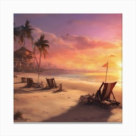 276089 Sunset Time On The Beach Xl 1024 V1 0 Canvas Print