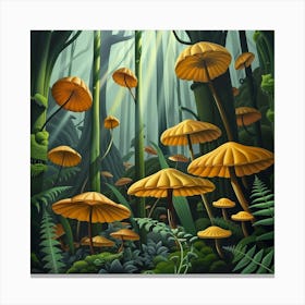 Mushrooms In The Forest 1 Canvas Print