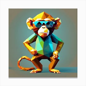 Low Poly Monkey Character Art work Canvas Print