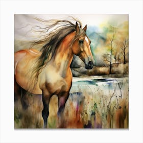 Horse By The River Canvas Print