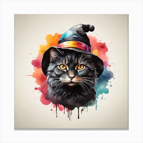 Witch Cat In A Hat Canvas Print