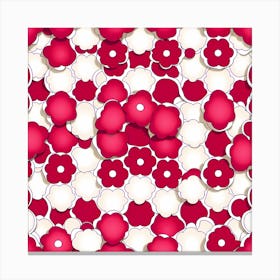 Red And White Flowers, fabric pattern Canvas Print