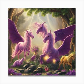 Unicorns In The Forest Canvas Print