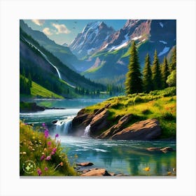 Mountain Landscape Painting Canvas Print