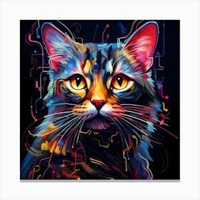 AI The Neon Cat Chronicles  Canvas Print