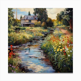 Floral Serenity on the Riverbank Canvas Print