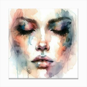 Watercolor Of A Woman'S Face 33 Canvas Print