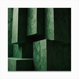 Abstract Green Cubes Canvas Print