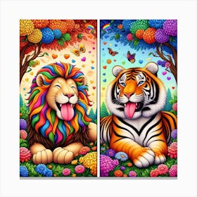 Rainbow Tigers Canvas Print