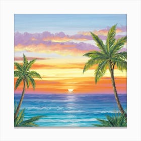 Sunset Palm Trees Canvas Print