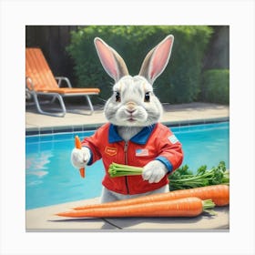 Rabbit With Carrots 9 Canvas Print