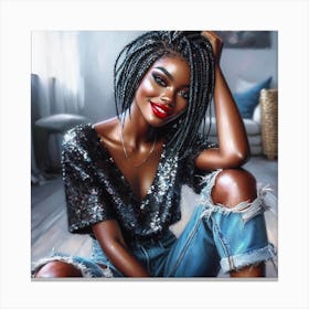 Black Girl With Braids Canvas Print