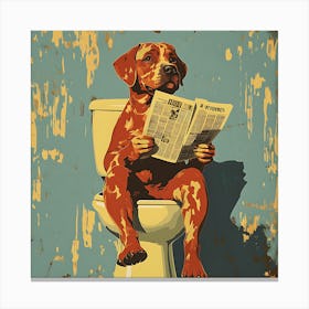 Dog Reading Newspaper 3 Canvas Print