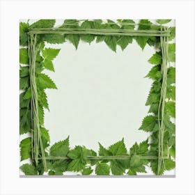 Frame With Green Leaves 12 Canvas Print