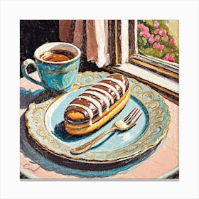 Eclair n Coffee Time Canvas Print