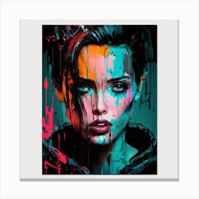 Girl With Paint Splatters 1 Canvas Print