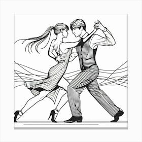 Line Art , Tango dance 2 Canvas Print