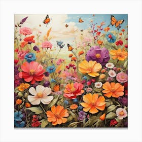 Flowers In The Meadow Canvas Print