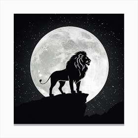 Lion In The Moonlight art print Canvas Print