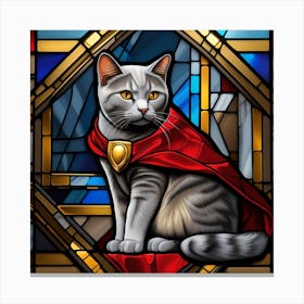 Cat, Pop Art 3D stained glass cat superhero limited edition 23/60 Canvas Print