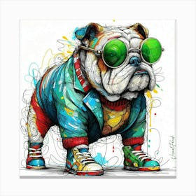 Hip Hop Green Bulldog Canvas Print