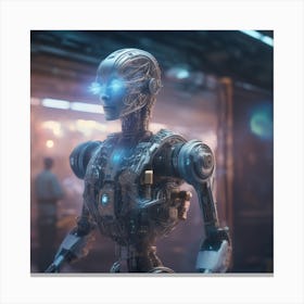 Robot In Space 8 Canvas Print