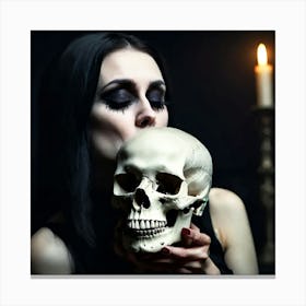 Woman With A Skull Canvas Print