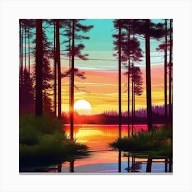 Sunset In The Forest 44 Canvas Print