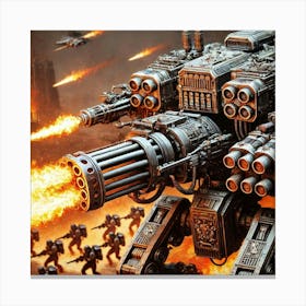 Mech Walkers Flamethrowers Iron Commonwealth Canvas Print