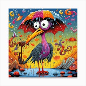 Bird In The Rain Canvas Print