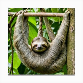 Sloth Mammal Slow Arboreal South America Rainforest Wildlife Tree Claws Sleepy Cute Lazy (3) Canvas Print