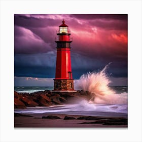 Lighthouse At Sunset 40 Canvas Print