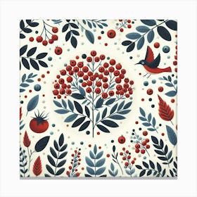 Scandinavian Art, Rowan berries Canvas Print