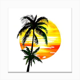 Sunset Palm Trees Canvas Print