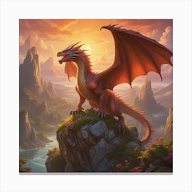 Dragon On A Rock 2 Canvas Print