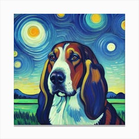 Basset Hound Starry Night Canvas Print