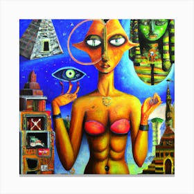 Cubism Oil Painting, Secret Societies Canvas Print