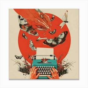 Butterfly And Typewriter Canvas Print