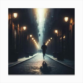 Man Running In The Dark Canvas Print