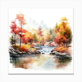 Watercolor Of Autumn Forest 3 Canvas Print