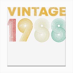 Vintage 1988 34th Birthday Gift Men Women 34 Years Old Canvas Print