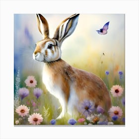 Hare Midst Love In A Mist Scottish Mountains Canvas Print