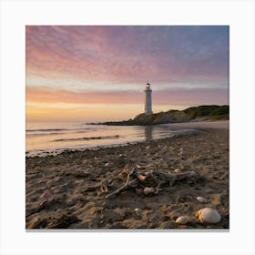 Sunset At The Lighthouse 1 Canvas Print