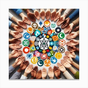 Many Hands Around A Circle Canvas Print