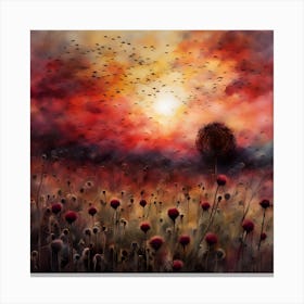 Sunset With Poppies Canvas Print