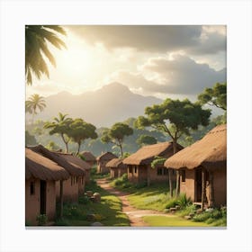 Huts In The Village Canvas Print