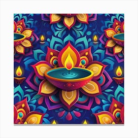 Diwali Themed Banner Texture Featuring Rangoli Canvas Print