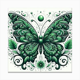 Green Butterfly Art 3 Canvas Print