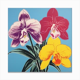 Orchid 2 Pop Art Illustration Square Canvas Print